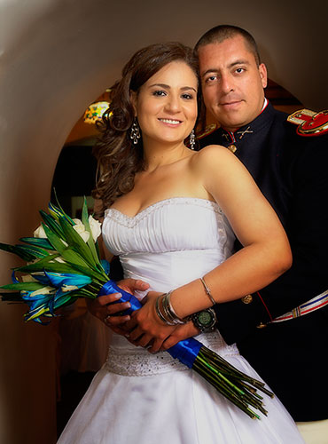 Novios el día de la boda en Bogota